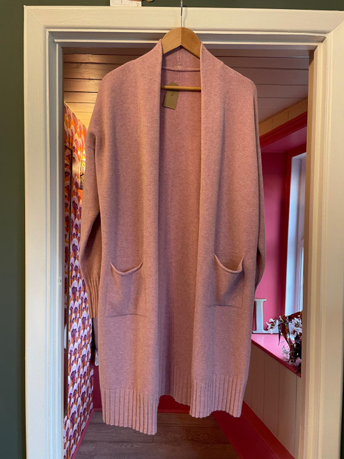 Two Pocket Ribbed Edge Cardigan ~ Dusky Pink