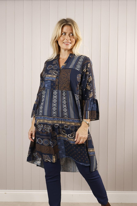 Large Paisley Print Tunic ~ Navy