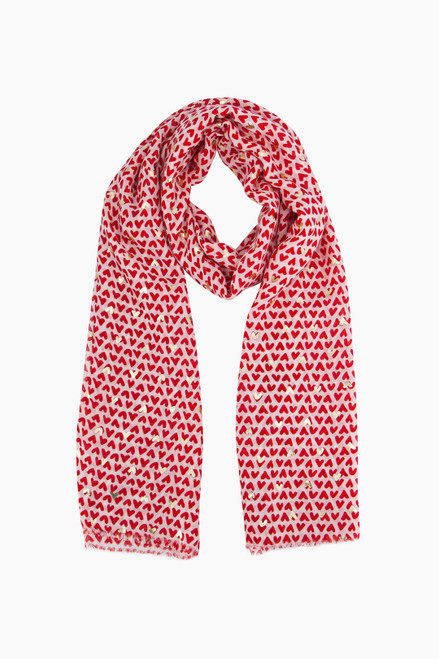 Miss Shorthair Niamh Lightweight Scarf - Red Love Hearts