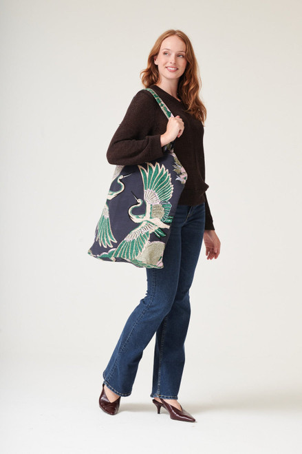 One Hundred Stars Canvas Bag ~ Crane Emerald