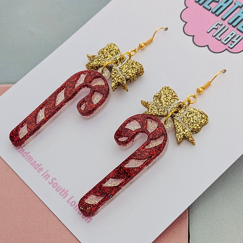 Heather Filby ~ Candy Cane Christmas Earrings