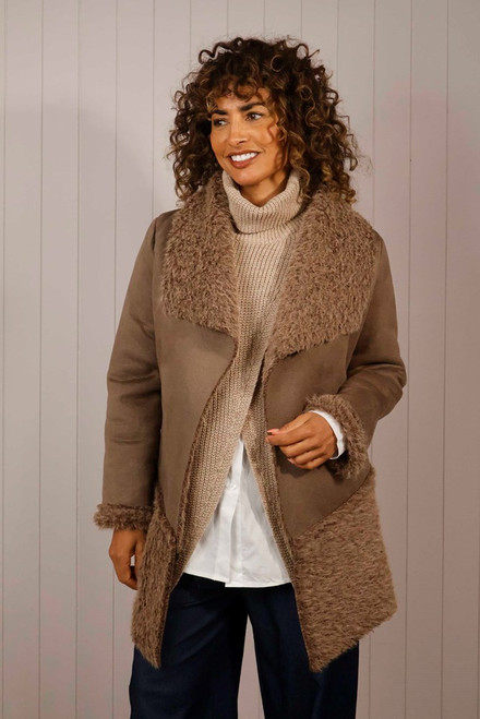 Faux Fur Suede Coat ~ Chocolate