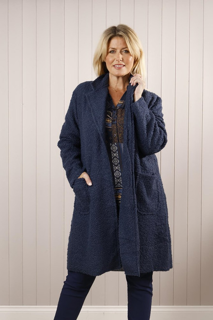 Boucle One Button Coat ~ Petrol