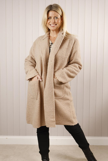 Boucle One Button Coat ~ Beige