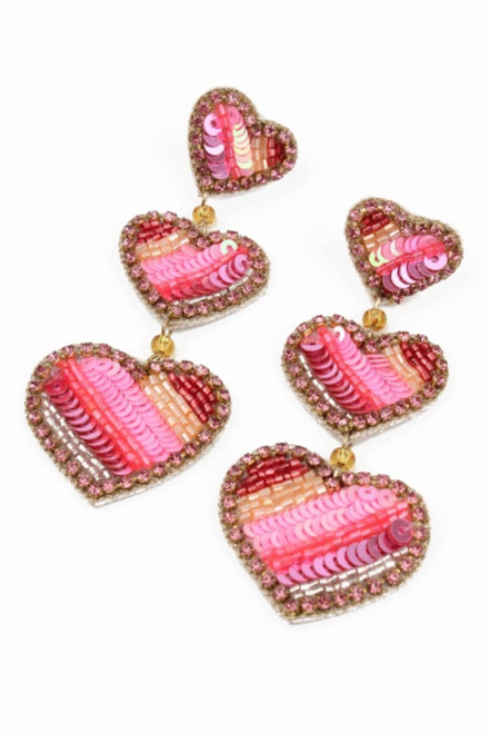 Triple Drop Earrings ~ Multi Pink