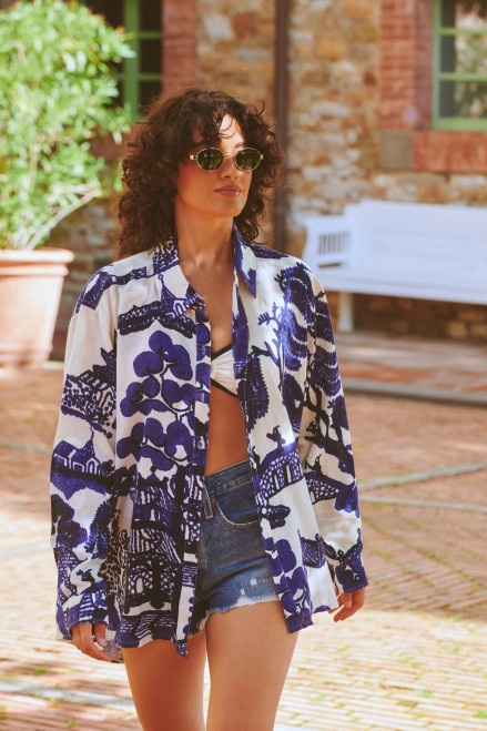 One Hundred Stars Oversized Shirt  ~ Giant Willow  Blue (One Size)