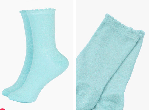 Glitter Socks bevelled Top ~ Duck Egg Blue