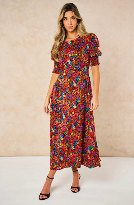 Hazel Tea Dress ~ Multi Colour, Ditsy Floral