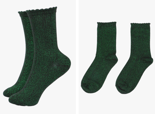 Glitter Socks ~ Black/Green