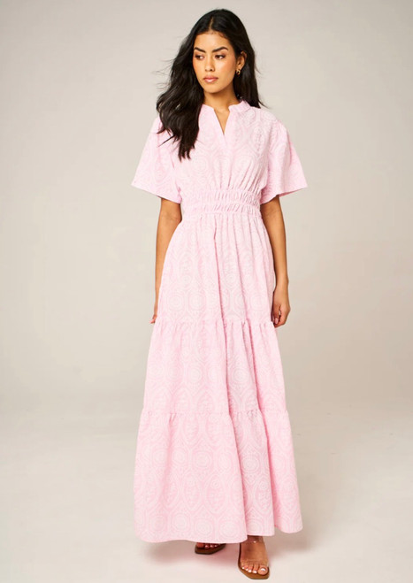 Roxy Tiered Dress ~ Light Pink, Paisley