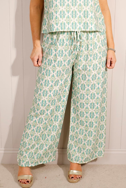 Aztec Mono Print Trouser ~ Green