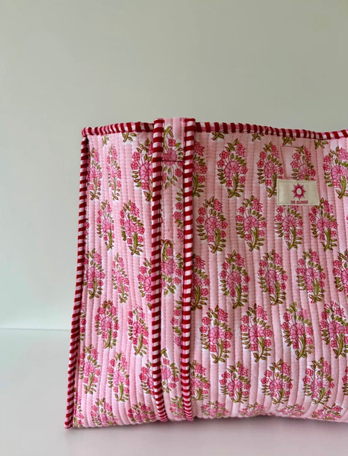 The Islander ~ Spring Floral and Gingham Large Zipped Tote Bag