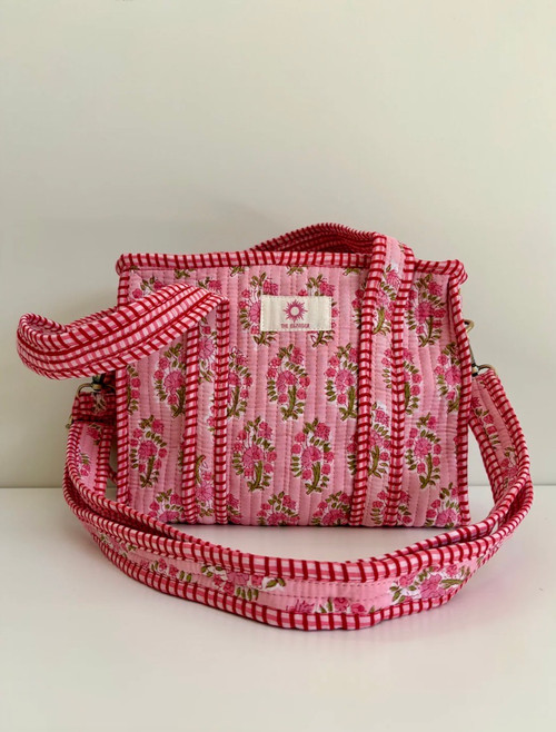 The Islander ~ Spring Floral and Gingham Mini Tote Bag