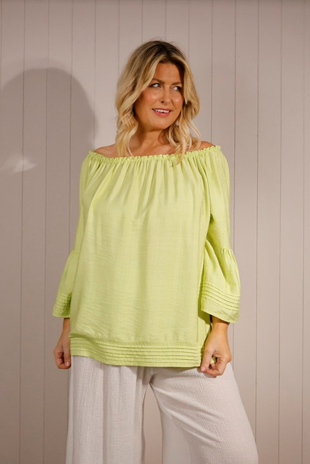 Off The Shoulder Blouse ~ Lime