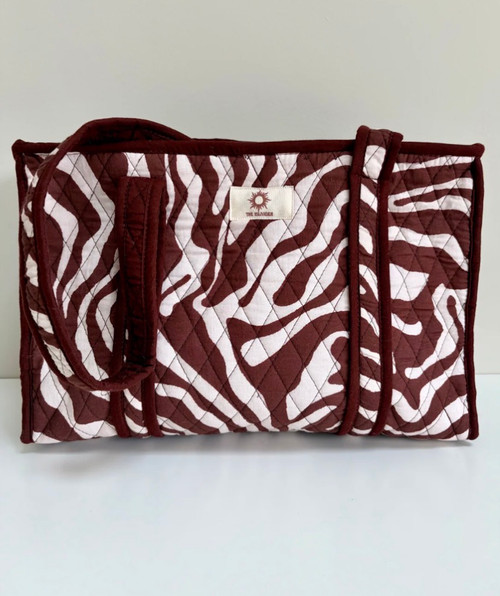 The Islander ~ Brown Zipped Zebra Midi Tote Bag