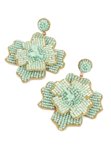 My Doris Large Flower Earrings ~ Mint
