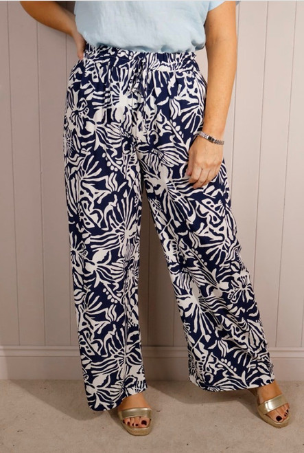 Mono Flower Trousers ~ Navy