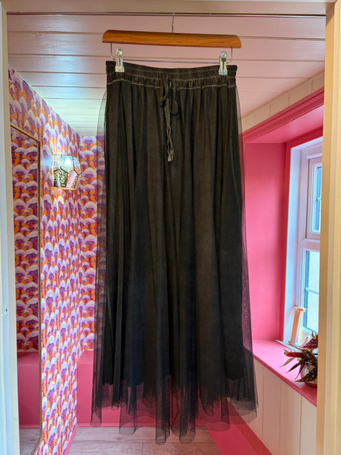 Tulle Net Long Lined Skirt ~ Black