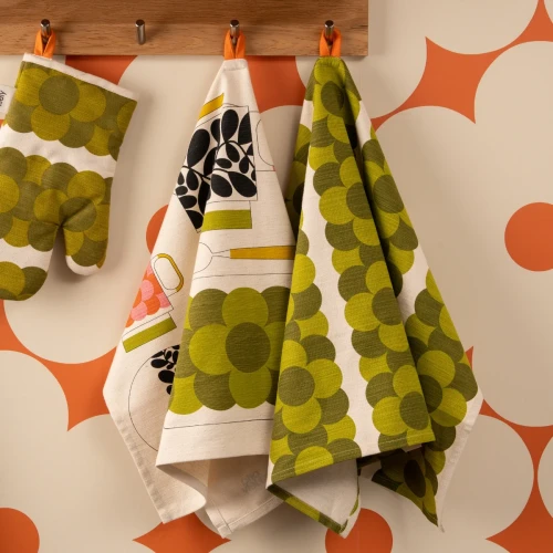 Orla Kiely ~ Retro Stripe SO2 Tea Towels Green