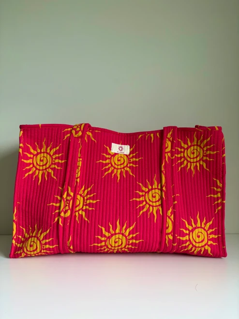 The Islander ~ Pink & Yellow Suns Large Tote