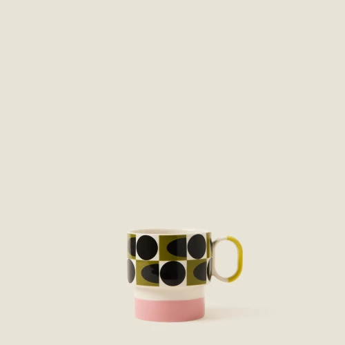 Orla Kiely ~ Spot Square Oval Mug Pink