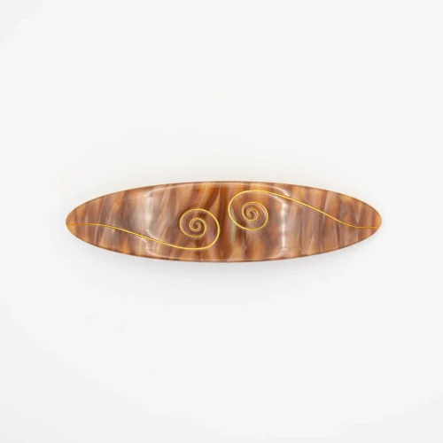 Spiral French barrette hair clip ~ caramel
