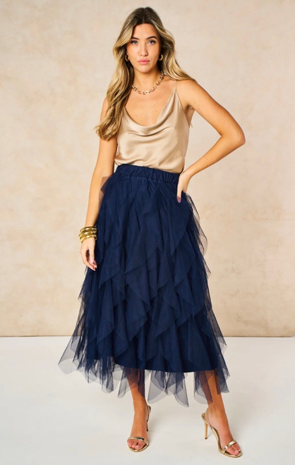 Layla Frill Tulle Skirt ~ Navy Blue SMALL ONLY