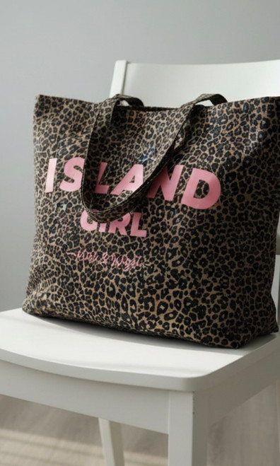 Mint & Wight - Leopard Print XL Tote Bag Baby Pink Island Girl