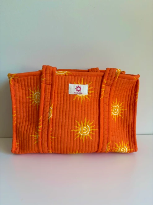 The Islander ~ Orange Suns Midi Tote Bag