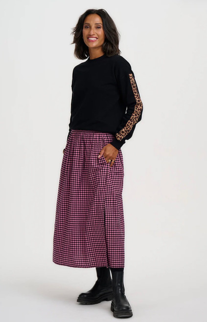 Shantessa Shirred Skirt Rose Micro Gingham