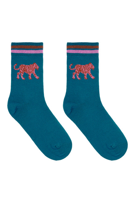 Socks pink and teal tigers