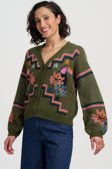 Ryanne cardigan khaki toucans