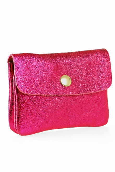 Metallic Small Italian a leather Coin Purse ~ Magenta
