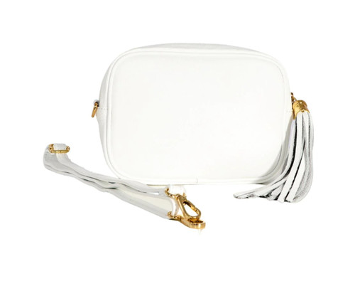 Miss Shorthair White Italian Leather Camera Bag