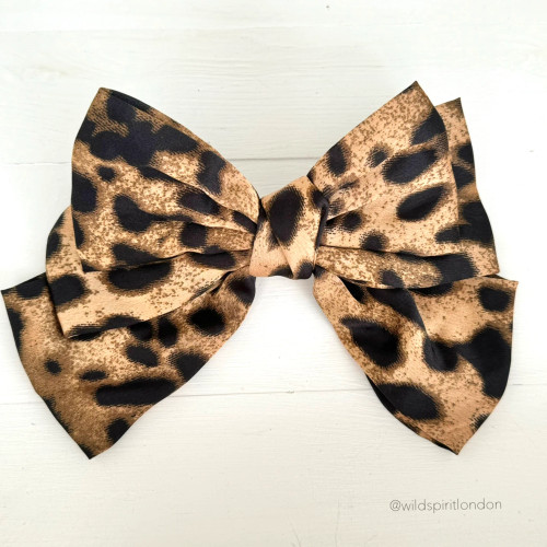 WS Leopard Hair Bow Slide Brown WS Leopard Hair Bow Slide Brown