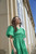 Tiered Midi Dress With Puff Sleeves in Green
