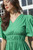 Tiered Midi Dress With Puff Sleeves in Green