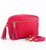 Miss Shorthair Small Italian Leather Camera Bag with Zip Front Pocket ~ Raspberry