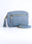 Miss Shorthair Small Italian Leather Camera Bag with Zip Front Pocket ~ Azure