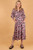 Fluted Sleeve Shirred Maxi Dress - Pink Ikat Print