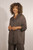 Silk Button Front Shirt ~ Chocolate