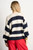 Glitter Striped Italian Wool Blend Cardigan ~ Navy Blue/Cream