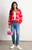 Glitter Striped Italian Wool Blend Cardigan ~ Red/Pink