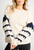 Striped Sleeve Italian Wool Blend Jumper ~ Cream/Navy