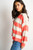 Glitter Striped Italian Wool Blend Cardigan ~ Coral/Cream