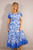 Mono Puff Sleeved Shirred Max Dress ~ Royal Blue