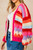 Miss Shorthair Hand Knitted Rainbow Striped Cardigan ~ Red/Pink