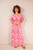 Flower Bow Elasticated Waist Dress ~ Fuchsia