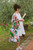 One Hundred Stars Short Kimono ~ Kitsch Bouquet Green