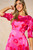 Floral Midi Tea dress ~ Hot Pink MEDIUM ONLY